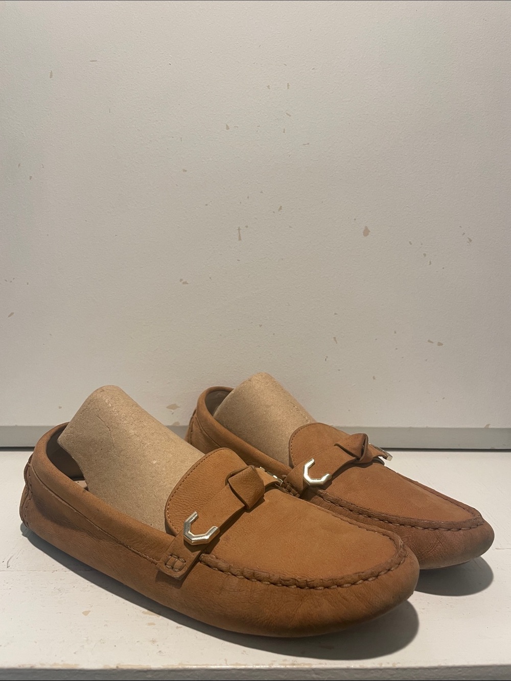 Cole Haan Evelyn Bow Driver Loafers Size 8 Tan Leather